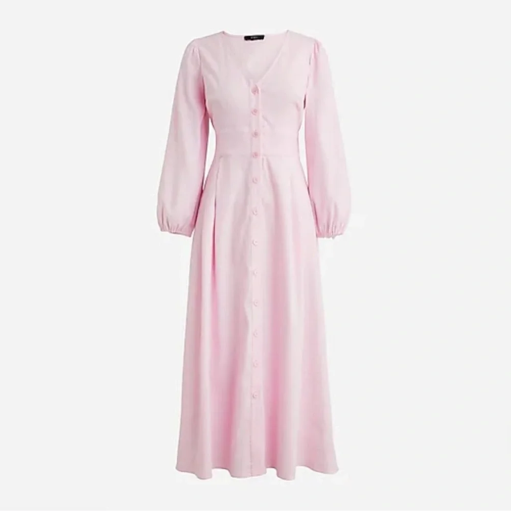 J. Crew Pink Midi Dress with Puff Sleeves